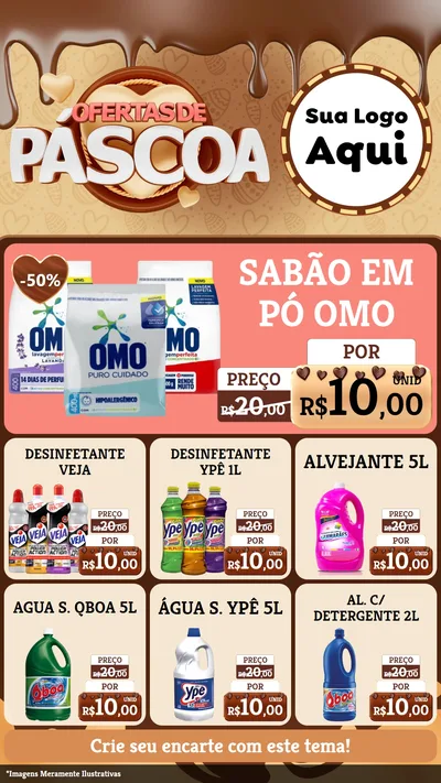 Modelo de Rede Social para Stories com o tema Ofertas de Páscoa para Produtos de Limpeza
