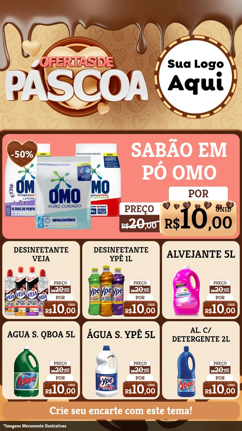 Modelo de Rede Social para Stories com o tema Ofertas de Páscoa para Produtos de Limpeza