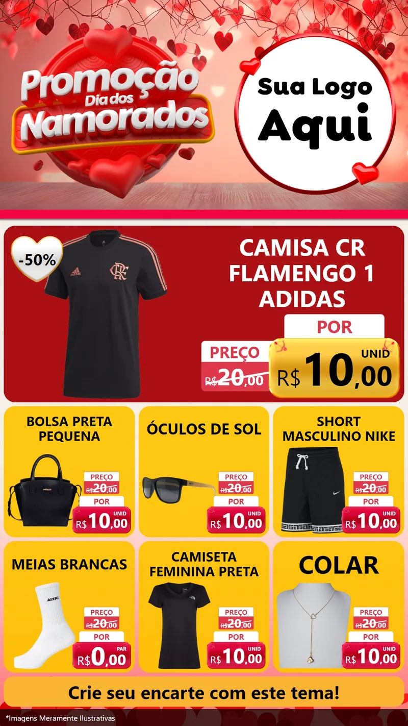 Modelo de Rede Social para Stories com o tema Promoção Dia dos Namorados para Roupas e acessórios