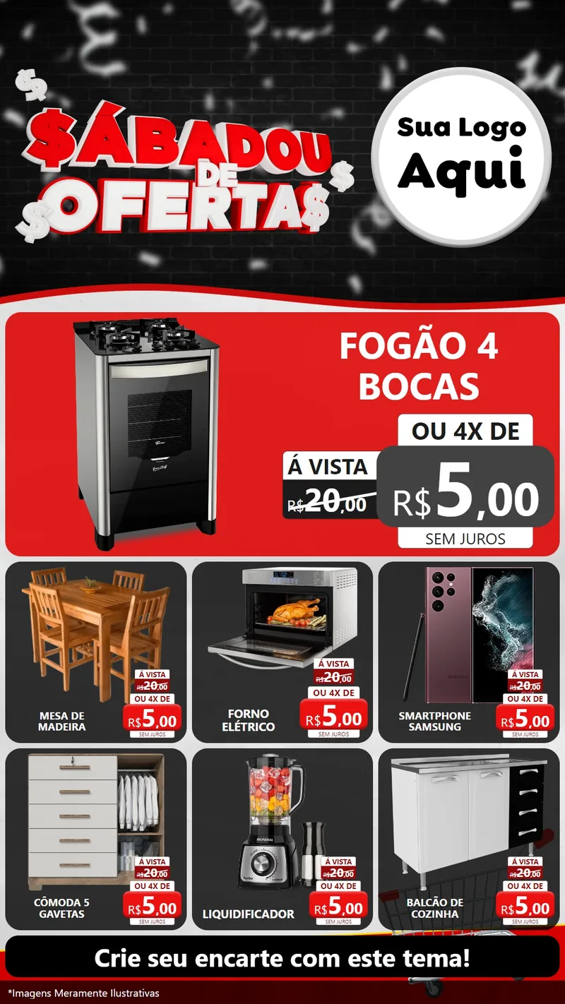 Modelo de Rede Social para Stories com o tema Sabadou de Ofertas para Móveis e Eletro