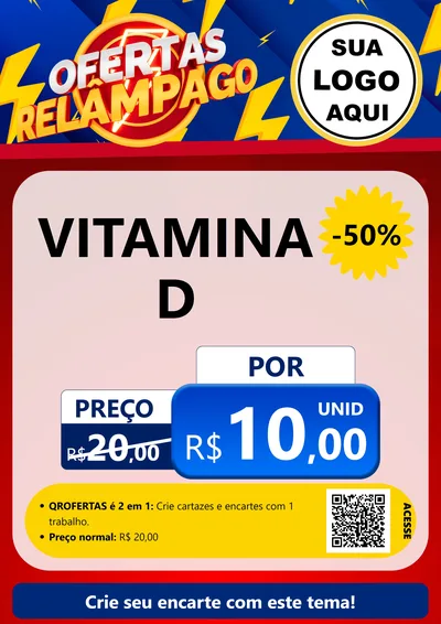 Modelo de Cartaz para Cartaz A4 Vertical com o tema Ofertas Relâmpago para Farmácia