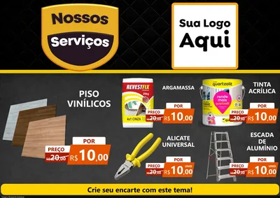 Modelo de Encarte para Encarte A4 Horizontal com o tema Nossos Serviços para Material para Construção