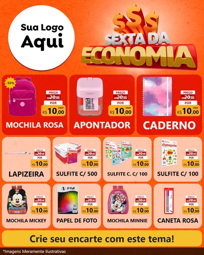 Modelo de Rede Social para Feed Instagram com o tema Sexta da Economia para Papelaria