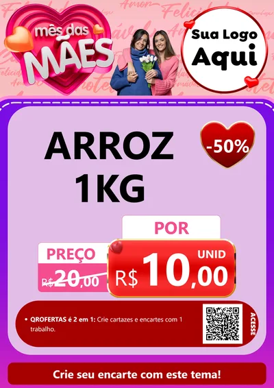 Modelo de Cartaz para Cartaz A4 Vertical com o tema Mês Das Mães para Supermercado