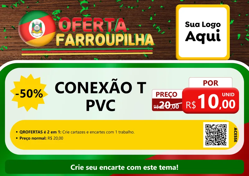 Modelo de Cartaz para Cartaz A4 Horizontal com o tema Oferta Farroupilha para Tubos e conexões