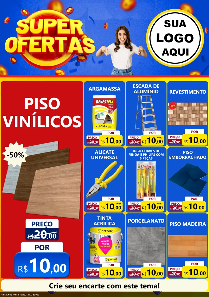 Modelo de Encarte para Encarte A4 Vertical com o tema Super Ofertas para Material para Construção