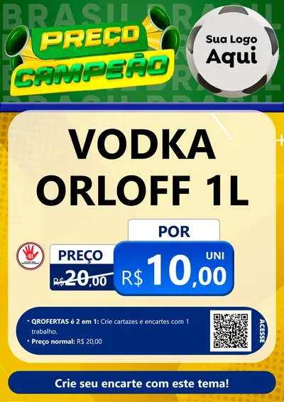 Modelo de Cartaz para Cartaz A4 Vertical com o tema Preço Campeão - Copa para Distribuidora de bebidas