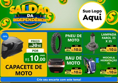 Modelo de Encarte para Encarte A4 Horizontal com o tema Saldão da Indepêndencia para Moto peças