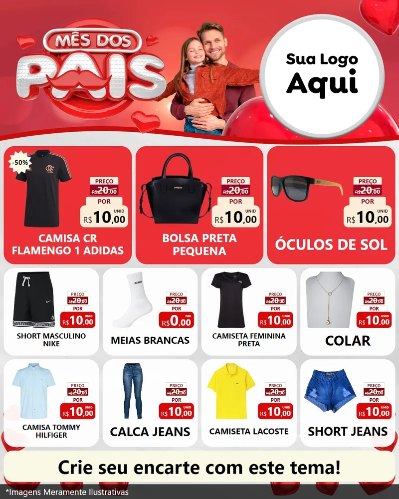 Modelo de Rede Social para Feed Instagram com o tema Mês dos Pais para Roupas e acessórios