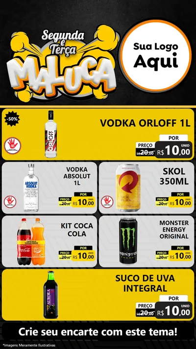 Modelo de TV para TV Vertical com o tema Segunda e Terça Maluca para Distribuidora de bebidas