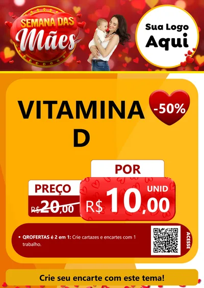 Modelo de Cartaz para Cartaz A4 Vertical com o tema Semana das Mães para Farmácia