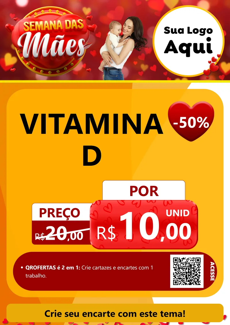 Modelo de Cartaz para Cartaz A4 Vertical com o tema Semana das Mães para Farmácia
