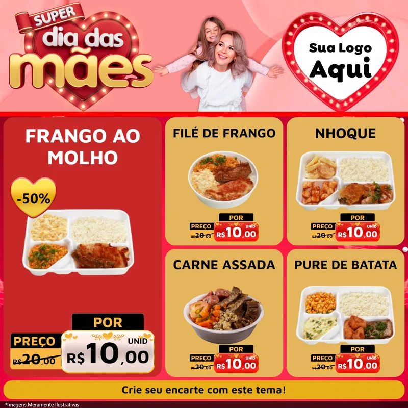 Modelo de Rede Social para Feed Facebook com o tema Super Dia Das Mães para Restaurante