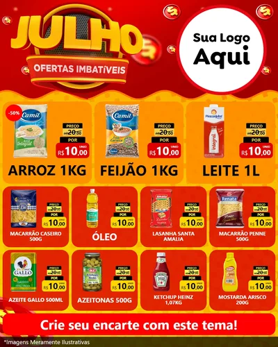 Modelo de Rede Social para Feed Instagram com o tema Julho Ofertas Imbatíveis para Supermercado