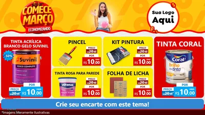 Modelo de TV para TV Horizontal com o tema Comece Março Economizando para Tintas e Ferramentas