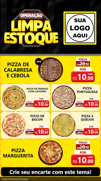 Modelo de TV para TV Vertical com o tema Operação Limpa Estoque para Pizzaria