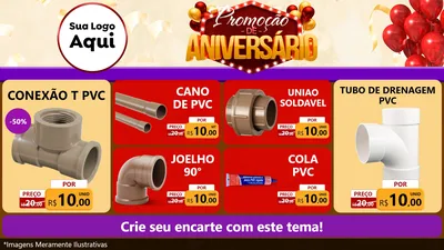 Modelo de TV para TV Horizontal com o tema Promoção de Aniversário para Tubos e conexões