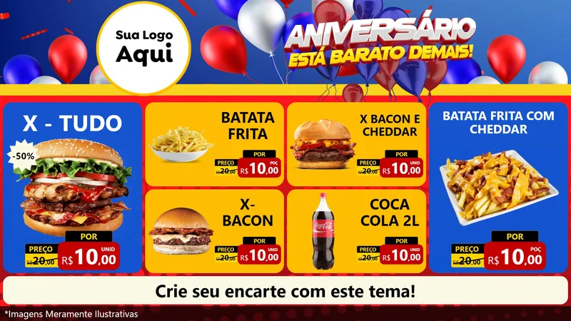 Modelo de TV para TV Horizontal com o tema Aniversário para Hamburgueria