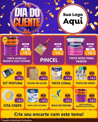 Modelo de Rede Social para Feed Instagram com o tema Dia do Cliente para Tintas e Ferramentas