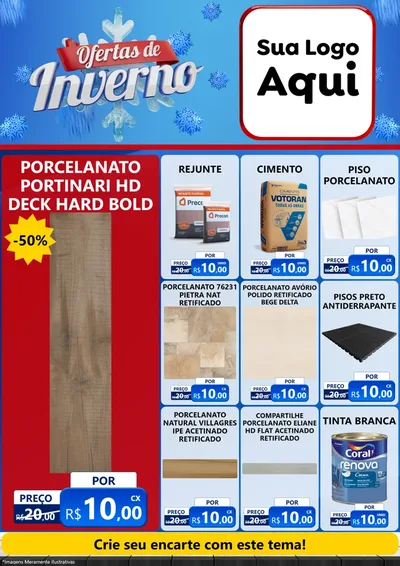 Modelo de Encarte para Encarte A4 Vertical com o tema Ofertas de Inverno para Pisos e revestimentos