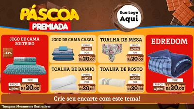 Modelo de TV para TV Horizontal com o tema Páscoa Premiada para Cama, Mesa e Banho