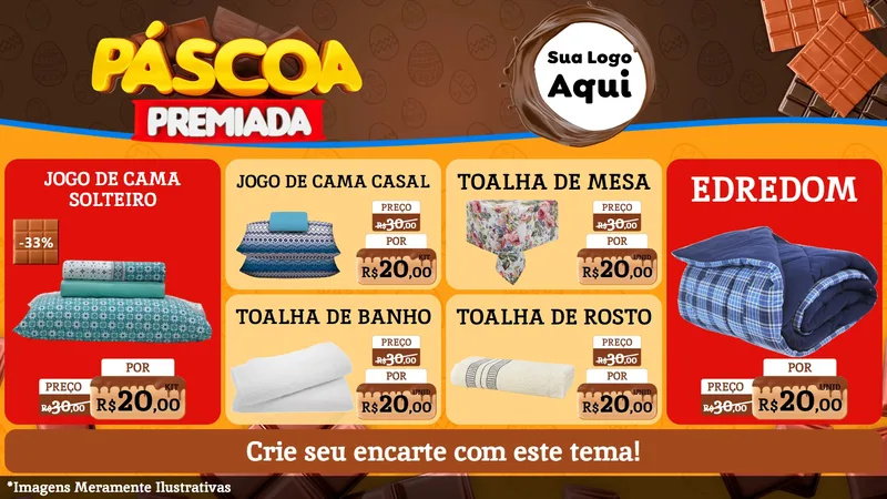 Modelo de TV para TV Horizontal com o tema Páscoa Premiada para Cama, Mesa e Banho