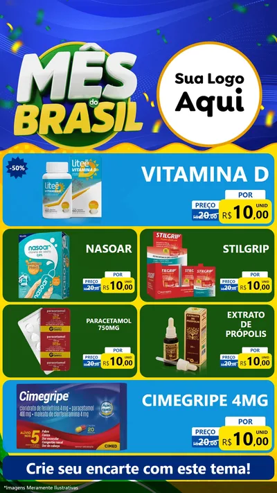 Modelo de TV para TV Vertical com o tema Mês do Brasil para Farmácia