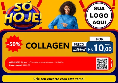 Modelo de Cartaz para Cartaz A4 Horizontal com o tema Só Hoje! para Suplementos alimentares