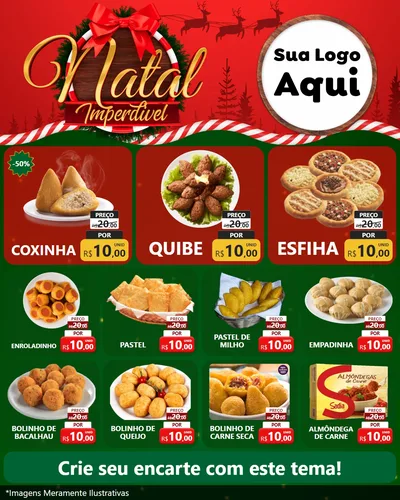 Modelo de Rede Social para Feed Instagram com o tema Natal Imperdível para Salgadaria