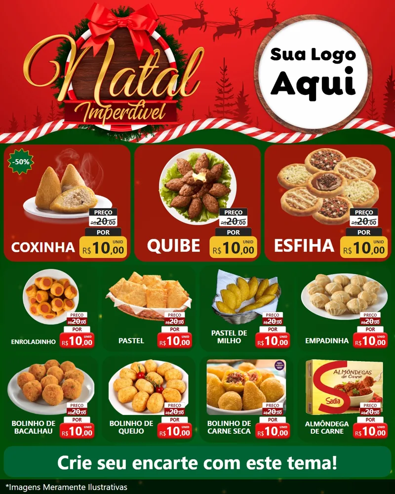 Modelo de Rede Social para Feed Instagram com o tema Natal Imperdível para Salgadaria
