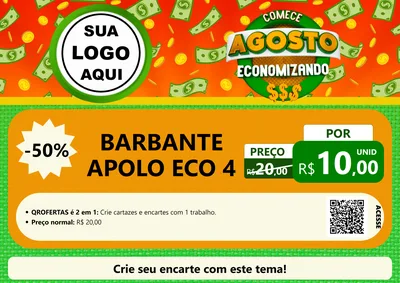 Modelo de Cartaz para Cartaz A4 Horizontal com o tema Comece Agosto Economizando para Armarinho e Aviamentos