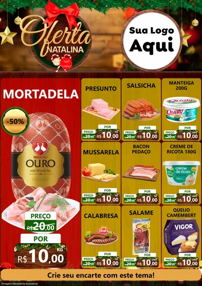 Modelo de Encarte para Encarte A4 Vertical com o tema Ofertas Natalina para Frios e Laticínios