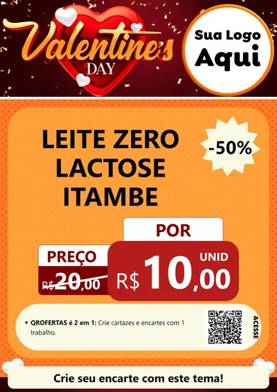 Modelo de Cartaz para Cartaz A4 Vertical com o tema Valentine's Day para Frios e Laticínios