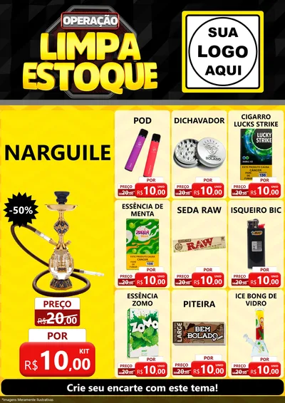 Modelo de Encarte para Encarte A4 Vertical com o tema Operação Limpa Estoque para Tabacaria