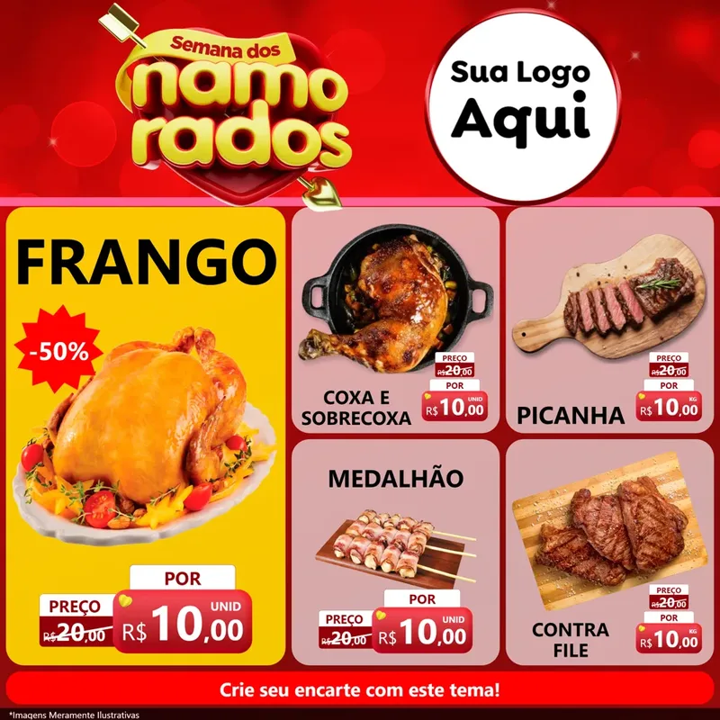 Modelo de Rede Social para Feed Facebook com o tema Semana dos namorados para Assados