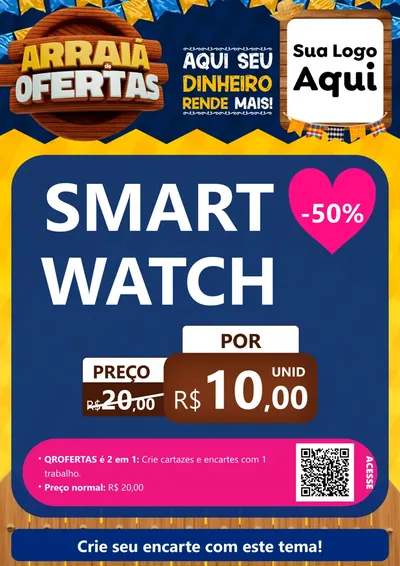 Modelo de Cartaz para Cartaz A4 Vertical com o tema Arraiá de Ofertas - Junina para Informática