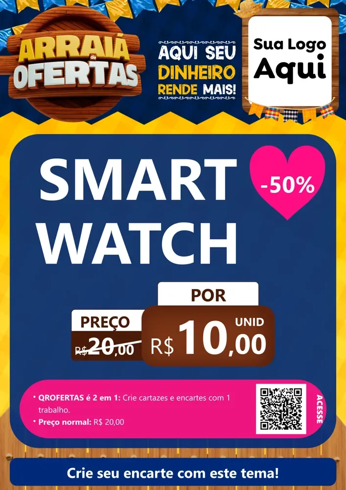 Modelo de Cartaz para Cartaz A4 Vertical com o tema Arraiá de Ofertas - Junina para Informática