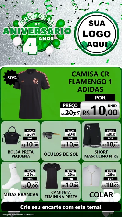 Modelo de Rede Social para Stories com o tema Promoção de Aniversário - 4 Anos para Roupas e acessórios