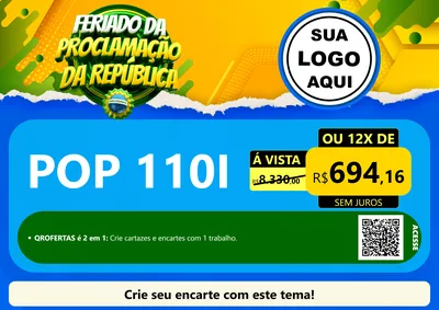 Modelo de Cartaz para Cartaz A4 Horizontal com o tema Feriado da Proclamação da República para Concessionaria de Motos