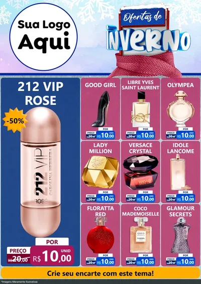 Modelo de Encarte para Encarte A4 Vertical com o tema Ofertas de Inverno para Perfumes