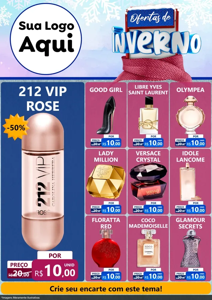Modelo de Encarte para Encarte A4 Vertical com o tema Ofertas de Inverno para Perfumes