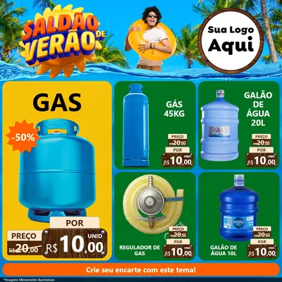 Modelo de Rede Social para Feed Facebook com o tema Saldão de Verão para Água e gás