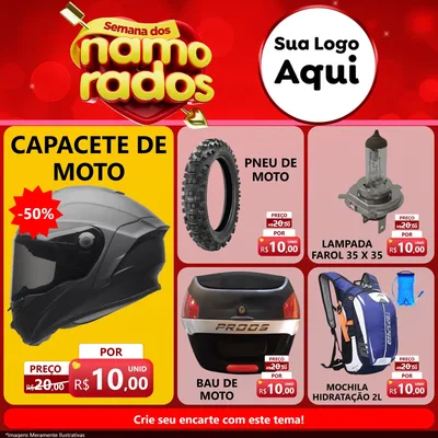 Modelo de Rede Social para Feed Facebook com o tema Semana dos namorados para Moto peças