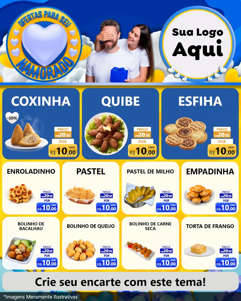 Modelo de Rede Social para Feed Instagram com o tema Ofertas Para Seu Namorado para Salgadaria