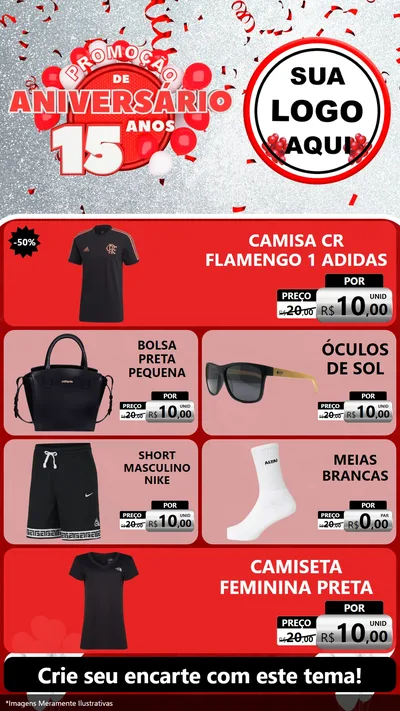 Modelo de TV para TV Vertical com o tema Promoção de Aniversário - 15 Anos para Roupas e acessórios