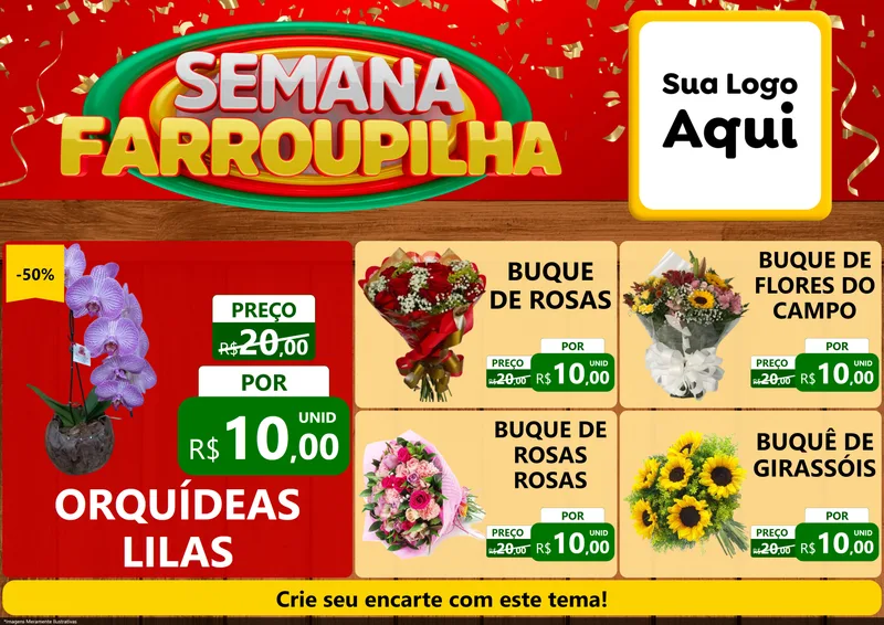 Modelo de Encarte para Encarte A4 Horizontal com o tema Semana Farroupilha para Floricultura e jardim