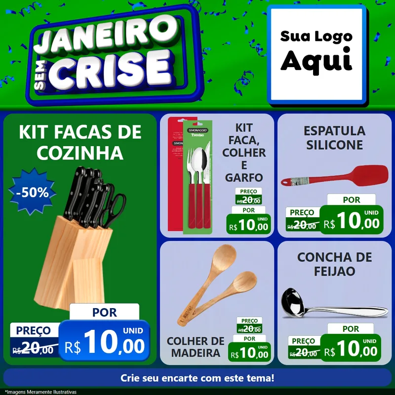 Modelo de Rede Social para Feed Facebook com o tema Janeiro Sem Crise para Utilidades Domésticas