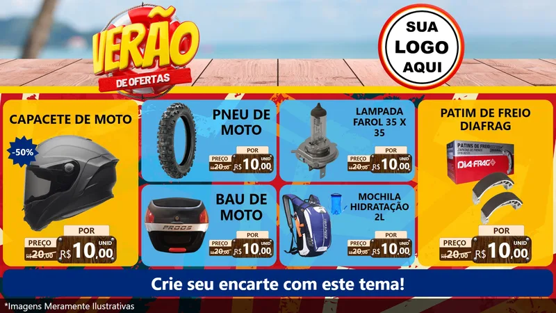 Modelo de TV para TV Horizontal com o tema Verão de Ofertas para Moto peças