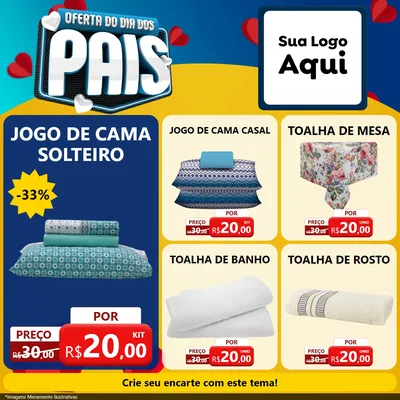Modelo de Rede Social para Feed Facebook com o tema Oferta Do Dia Dos Pais para Cama, Mesa e Banho
