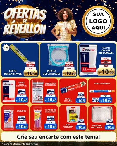 Modelo de Rede Social para Feed Instagram com o tema Ofertas de Réveillon para Embalagens